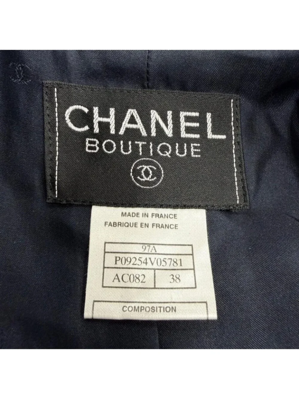 Chanel Wool Mohair CC Logo Button Tweed Coat Navy 38